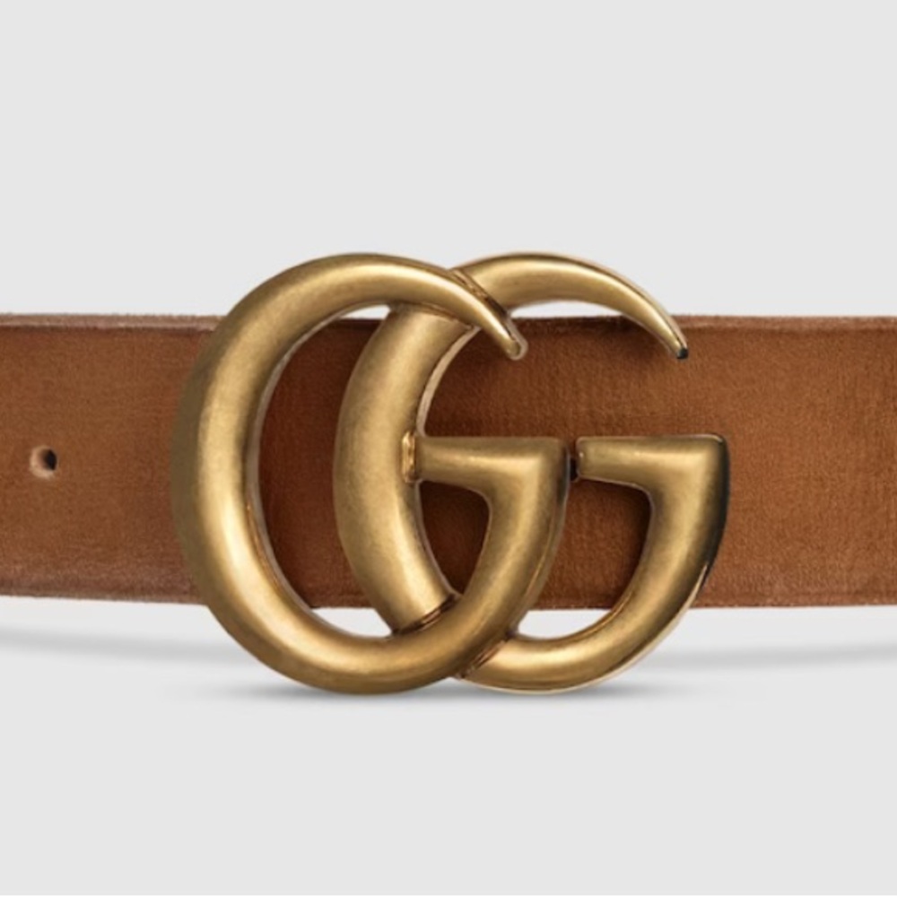Gucci like GG belt - brown with gold